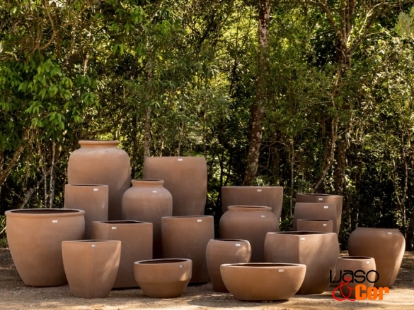 Coleção vasos de fibra de vidro Tons da terra - Vaso e Cor fosco